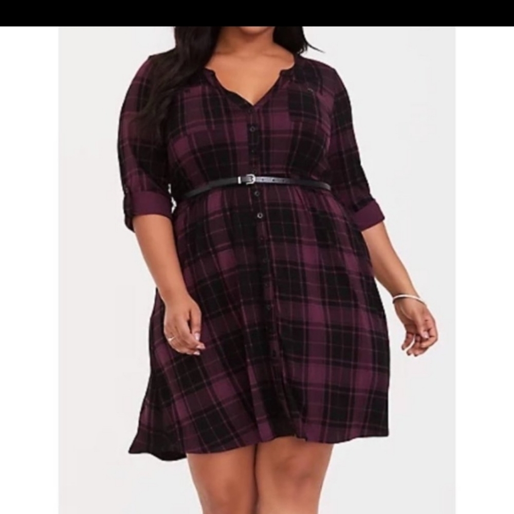Torrid Plum Purple Button Down Shirt Dress